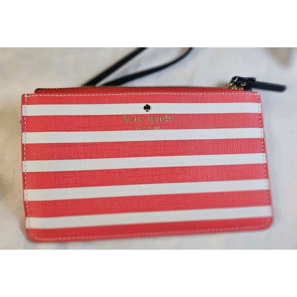 Kate Spade Pink and White Striped Wristlet New With Out‎ Tags